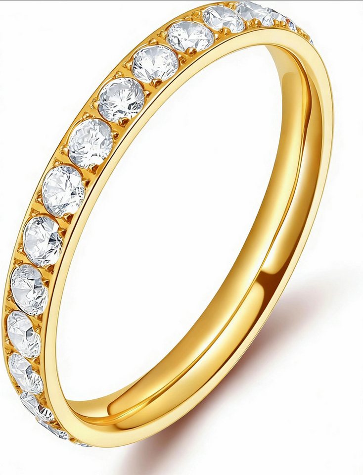 Jumpeak Diamantring 14 Karat Diamantring Stapelbarer Bandring, Ein Damengeschenk, umrandet mit echten Diamanten von Jumpeak