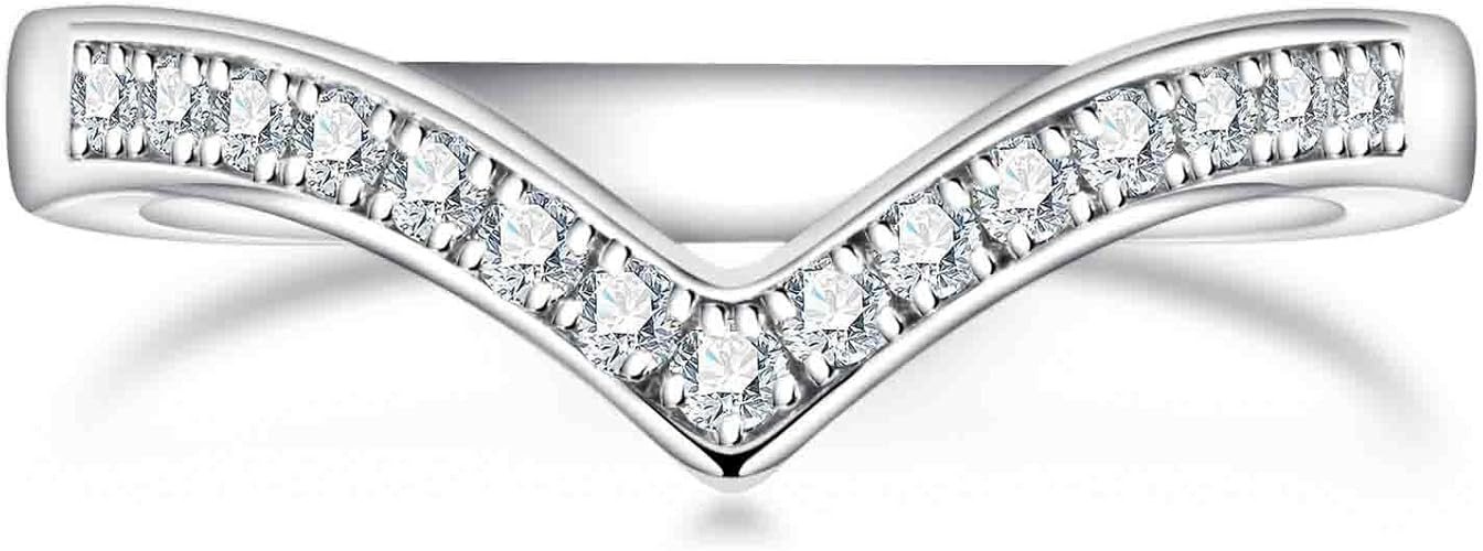 Jumpeak Diamantring 14 Karat Diamantring in V-Form, stapelbar, Ewigkeitsdiamantring, Ehering mit rundem Brillantschliff als Jubiläumsgeschenk von Jumpeak