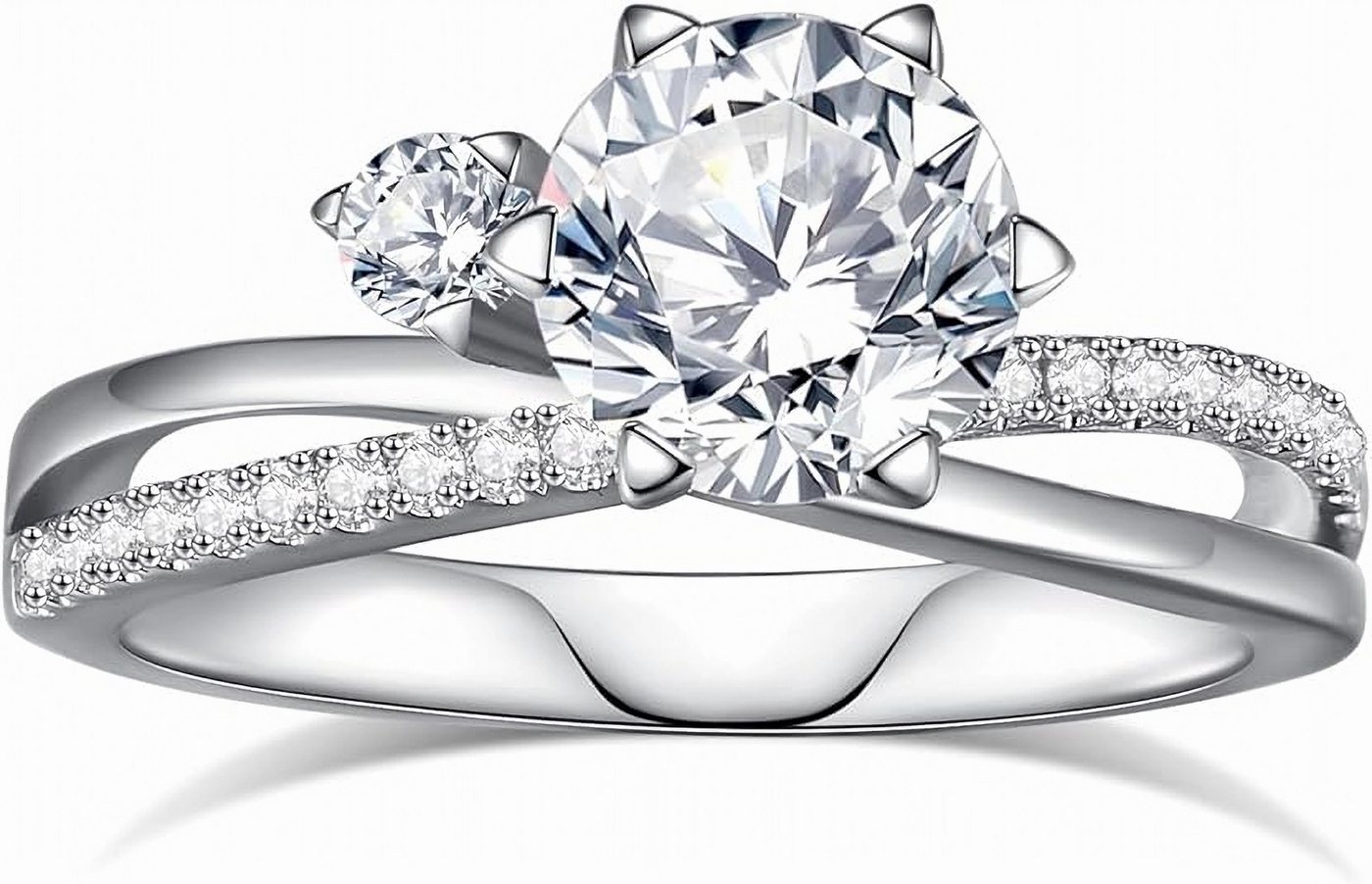 Jumpeak Diamantring 14 Karat Gold, besetzt mit einem 2ct großen Diamanten Brillantschliff, Laborgrown-Diamant, Farbe E, Reinheit VVS2, mit IGI-Zertifikat von Jumpeak