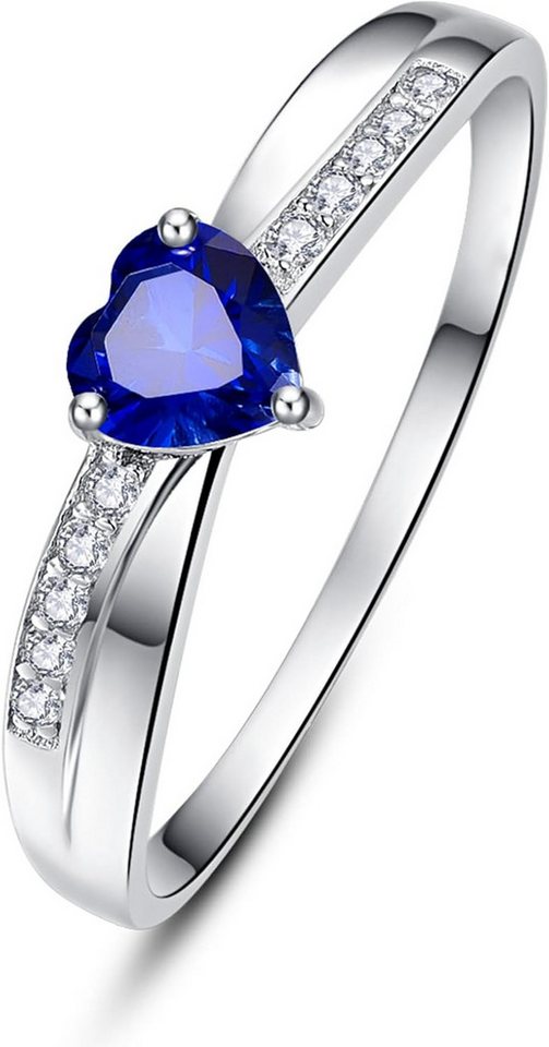 Jumpeak Diamantring 14-Karat-Goldring mit Saphir in Herzform, Herzförmiges Edelstein-Geburtstagsgeschenk für Damen von Jumpeak