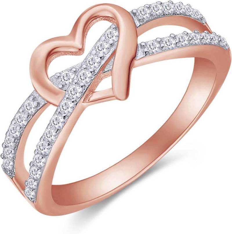 Jumpeak Diamantring 14 Karat zweifarbiger Diamant-Ewigkeitsring in Herzform, Echter Diamantring, Geschenk zum Geburtstag oder Jubiläum von Jumpeak