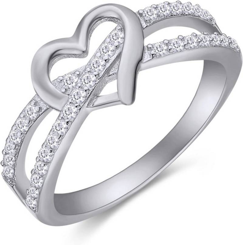 Jumpeak Diamantring 14 Karat zweifarbiger Diamant-Ewigkeitsring in Herzform, Echter Diamantring, Geschenk zum Geburtstag oder Jubiläum von Jumpeak