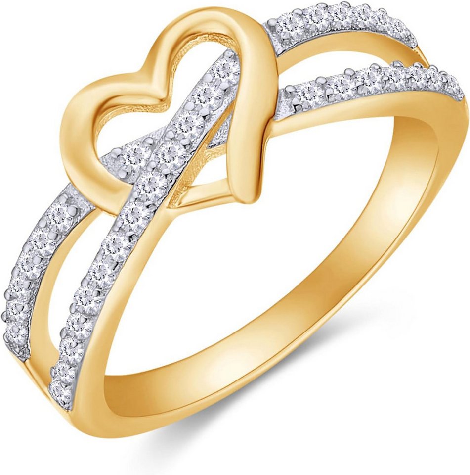 Jumpeak Diamantring 14 Karat zweifarbiger Diamant-Ewigkeitsring in Herzform, Echter Diamantring, Geschenk zum Geburtstag oder Jubiläum von Jumpeak