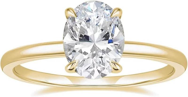 Jumpeak Diamantring Damen 585 Echtgold Ring, Damen Diamantring, 3CT Lab-Zuchtdiamanten, 3CT, D, VS1, 2EX, mit IGi Zertifikat, valentinstag geschenk für sie von Jumpeak