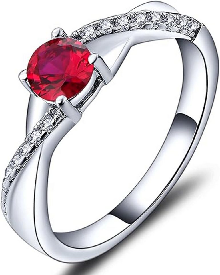 Jumpeak Diamantring 14K Weißgold,besetzt mit einem im Labor gezüchteten roten Edelstein, 0.5ct, Verlobungsring,Mutter tochter Geschenk, Geschenk für Damen von Jumpeak