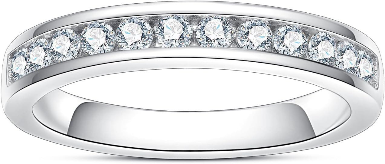 Jumpeak Diamantring 14k Weißgold Diamantring, stapelbarer Ewigkeitsring, Ehering mit rundem Brillantschliff als Jubiläumsgeschenk von Jumpeak