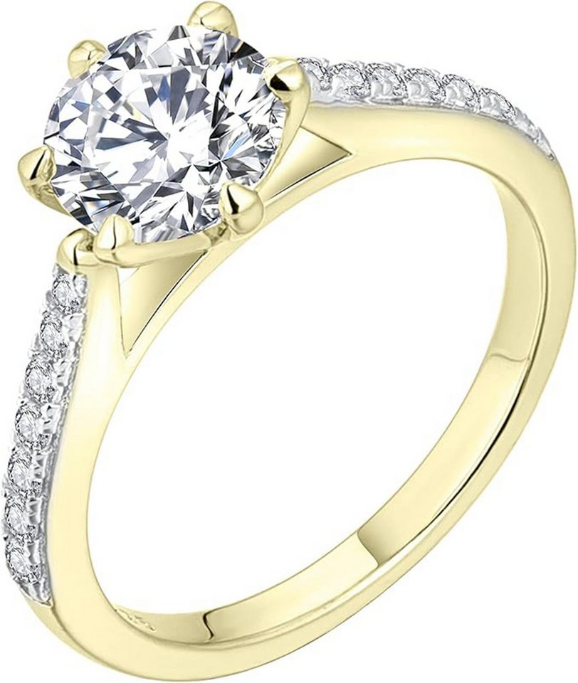 Jumpeak Diamantring 1ct E VS2,6 Klauen Labordiamant Ring,14K Gold,Verlobungsring, Laborgezüchteter Diamant,Brillantschliff,Hochzeitsgeschenk,vorrätiger von Jumpeak