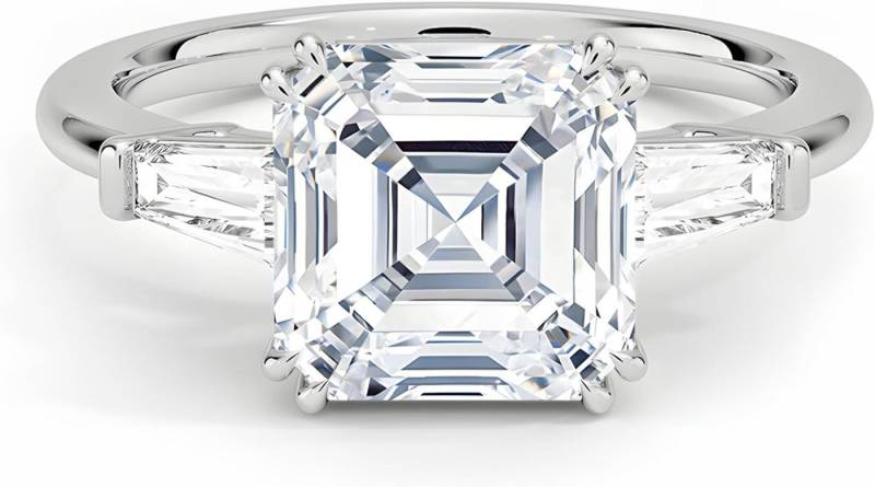 Jumpeak Diamantring 2-Karat-Diamant-Verlobungsring für Damen aus Gold und Platin, Quadratischer Diamant – Klassisches Vintage-Hochzeitsgeschenk von Jumpeak