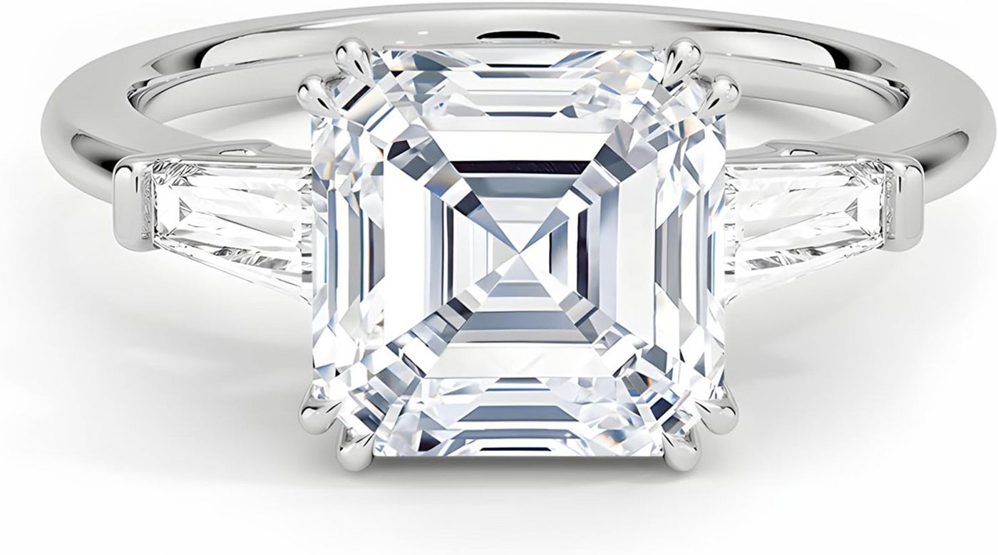 Jumpeak Diamantring 2-Karat-Diamant-Verlobungsring für Damen aus Gold und Platin, Quadratischer Diamant – Klassisches Vintage-Hochzeitsgeschenk von Jumpeak