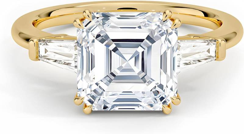 Jumpeak Diamantring 2-Karat-Diamant-Verlobungsring für Damen aus Gold und Platin, Quadratischer Diamant – Klassisches Vintage-Hochzeitsgeschenk von Jumpeak