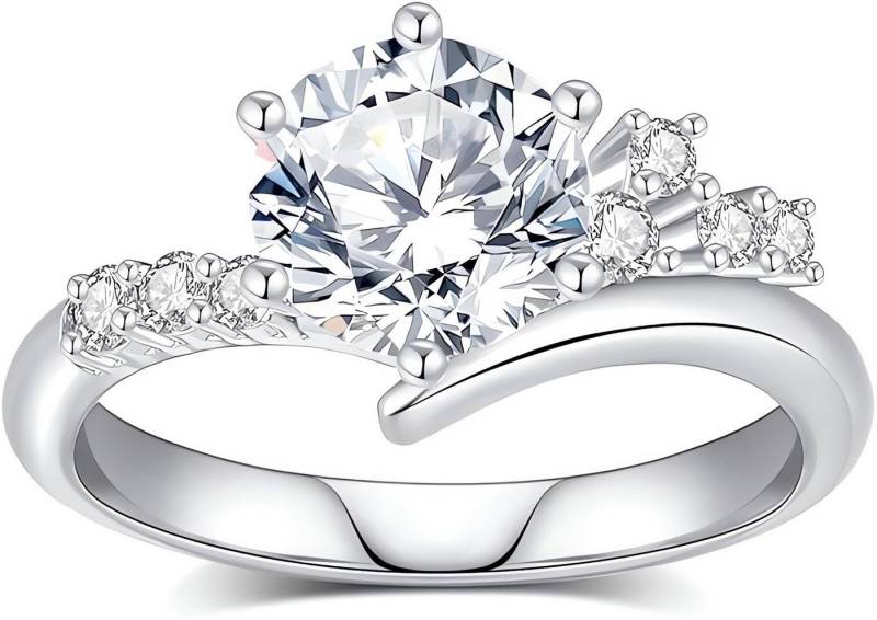 Jumpeak Diamantring Runder Diamantring,Verlobungsringe Frau,Valentinstag Geschenk für Sie, Labordiamant 2karat,Promise Ring,E,VS1,3EX,schlicht unregelmäßige Form von Jumpeak