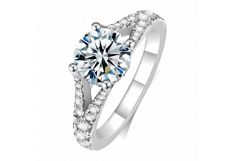 Jumpeak Diamantring Verlobungsring Damen,runder Diamant,Ring mit Stein,Schmuck Hochzeit, 2.1 CT Labordiamant,Farbe E,VS1,14K Gold,Frauen Geschenk,Brautset von Jumpeak