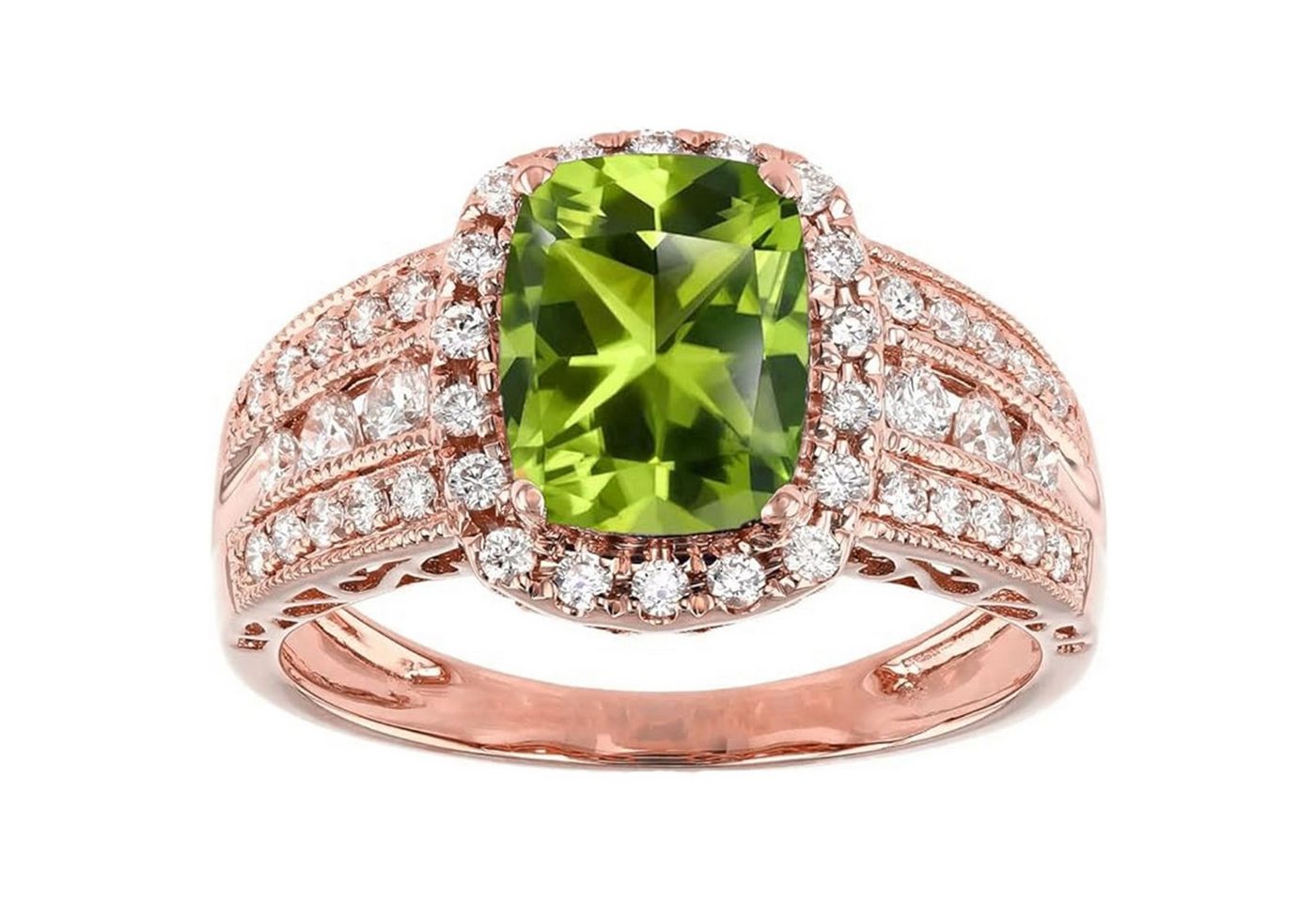 Jumpeak Diamantring 2.5ct Diamond Ring mit Peridot Peridot Stein for Women,585 gold, Engagement Ring Laborgezüchteter Diamant,Geschenk zum Hochzeitstag von Jumpeak