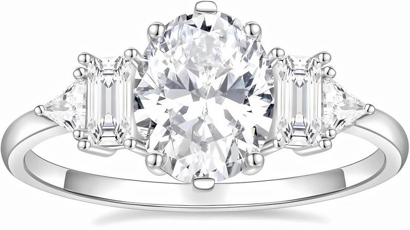 Jumpeak Diamantring Zeitloser,Verlobungsring mit ovalem Diamant,Brautset,Ring Gold Damen, Verlobungsring Damen,Labordiamant 3 karat,E,VVS2,2EX,Luxus,14K-Gold von Jumpeak