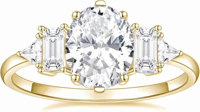 Jumpeak Diamantring Zeitloser,Verlobungsring mit ovalem Diamant,Brautset,Ring Gold Damen, Verlobungsring Damen,Labordiamant 3 karat,E,VVS2,2EX,Luxus,14K-Gold von Jumpeak