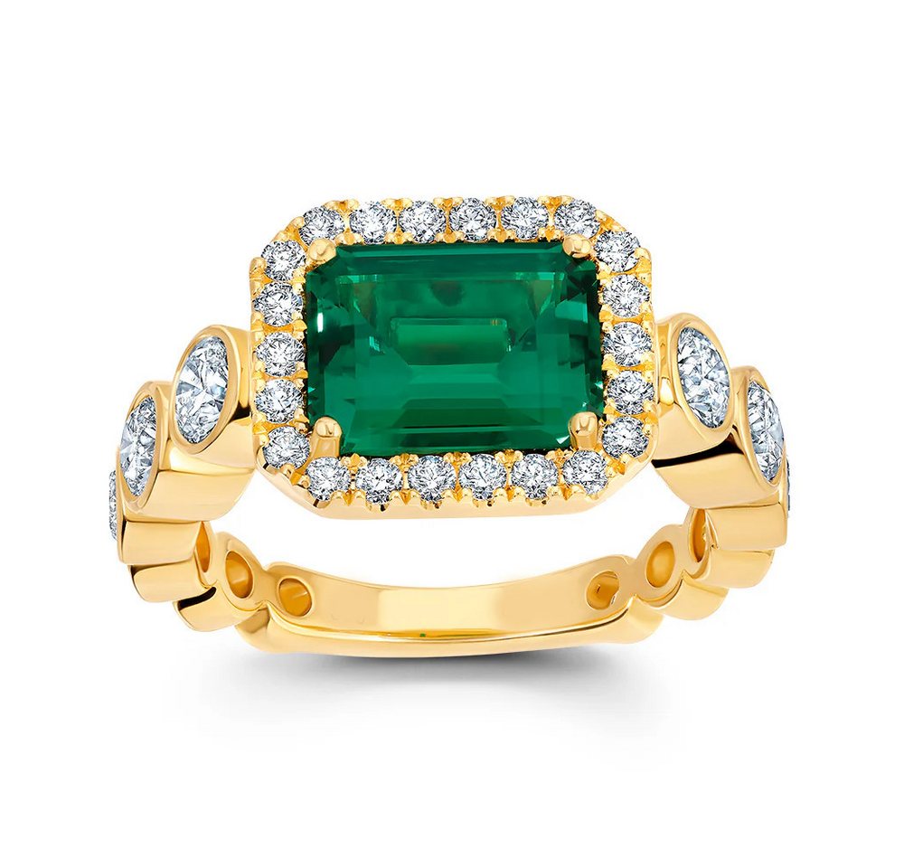 Jumpeak Diamantring 3.2ct,14K Gelbgold,Diamantring,Ring Mit Grünem Stein,Verlobungsring, Ehering,Ring Mit Stein,Mutter tochter Geschenk, Geschenk für Damen von Jumpeak