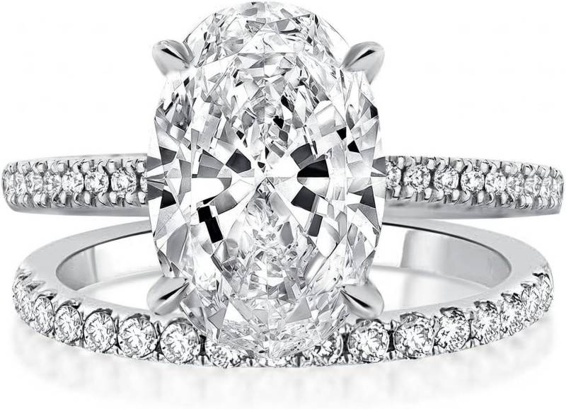 Jumpeak Diamantring Damen 585 reines Gold Ring, 3CT Labor kultivierte Diamanten, E, vs2, 2ex, mit igi internationalem Zertifikat, damen geschenk von Jumpeak