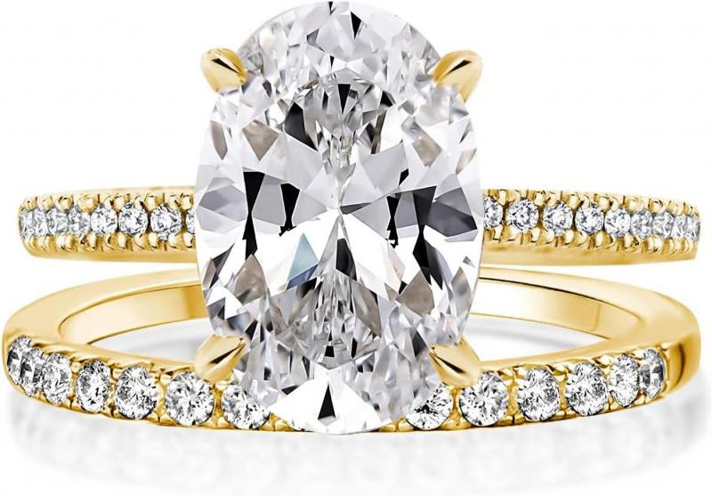 Jumpeak Diamantring Damen 585 reines Gold Ring, 3CT Labor kultivierte Diamanten, E, vs2, 2ex, mit igi internationalem Zertifikat, damen geschenk von Jumpeak