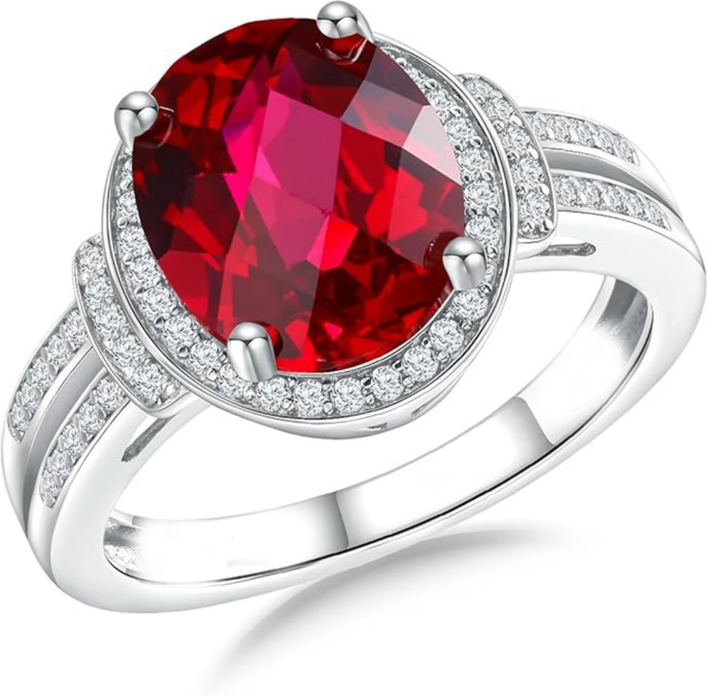 Jumpeak Diamantring 5,5ct Rubin/Saphir/Smaragd Ring,Diamantring 585 Gold, Verlobungsring, Diamond,Ring WeiBgold Damen,Ring mit Stein,Eheringe,Geschenk für Frau von Jumpeak