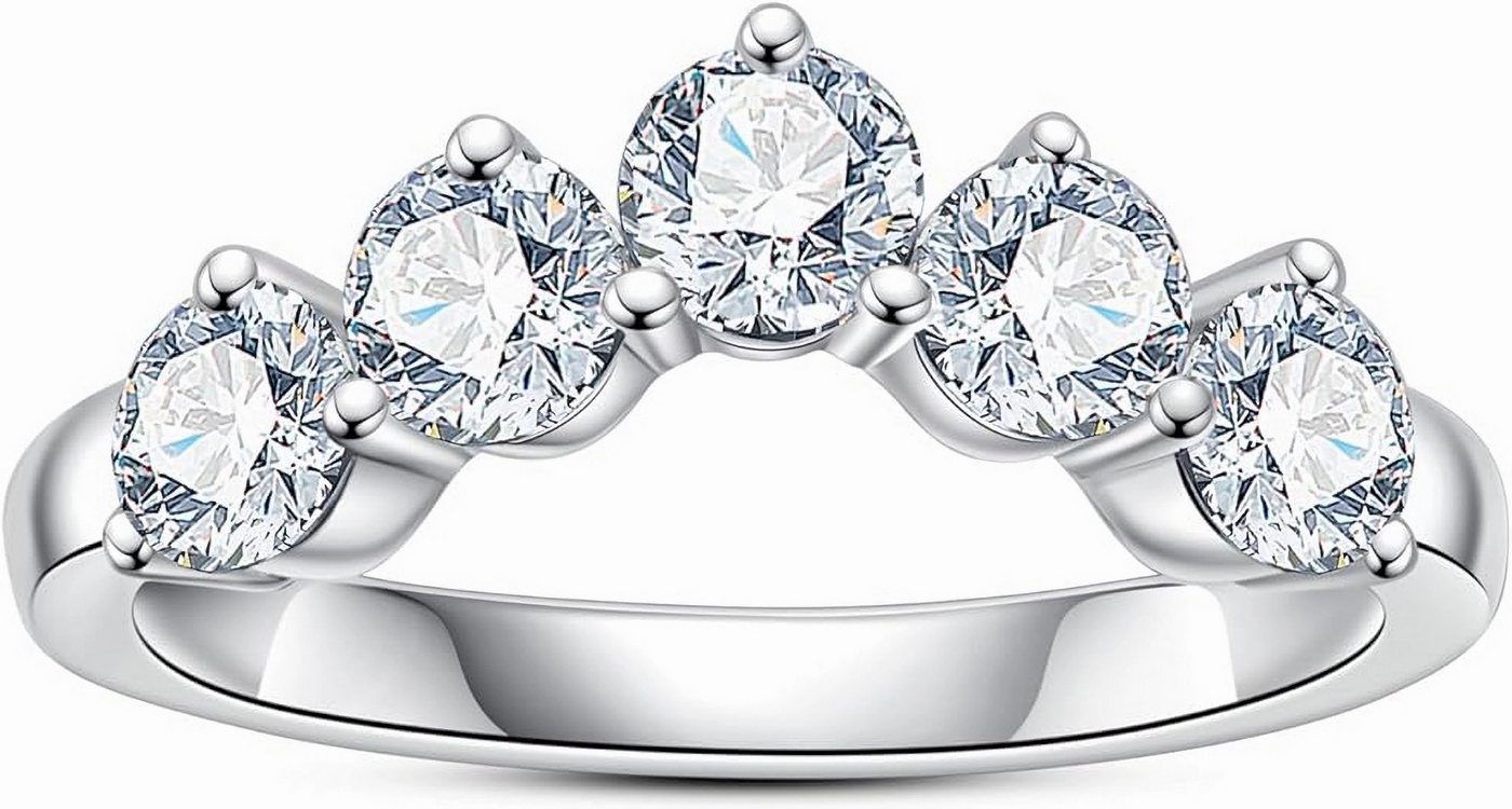Jumpeak Diamantring 585 Echtgold-Ring, Damen-Diamant-Ring, Lab-Zuchtdiamanten, Kommunion Geschenk,Hochzeitsband,Hochzeitsgeschenk,5 Diamanten von Jumpeak