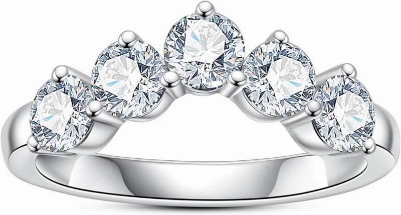 Jumpeak Diamantring 585 Echtgold-Ring, Damen-Diamant-Ring, Lab-Zuchtdiamanten, Kommunion Geschenk,Hochzeitsband,Hochzeitsgeschenk,5 Diamanten von Jumpeak