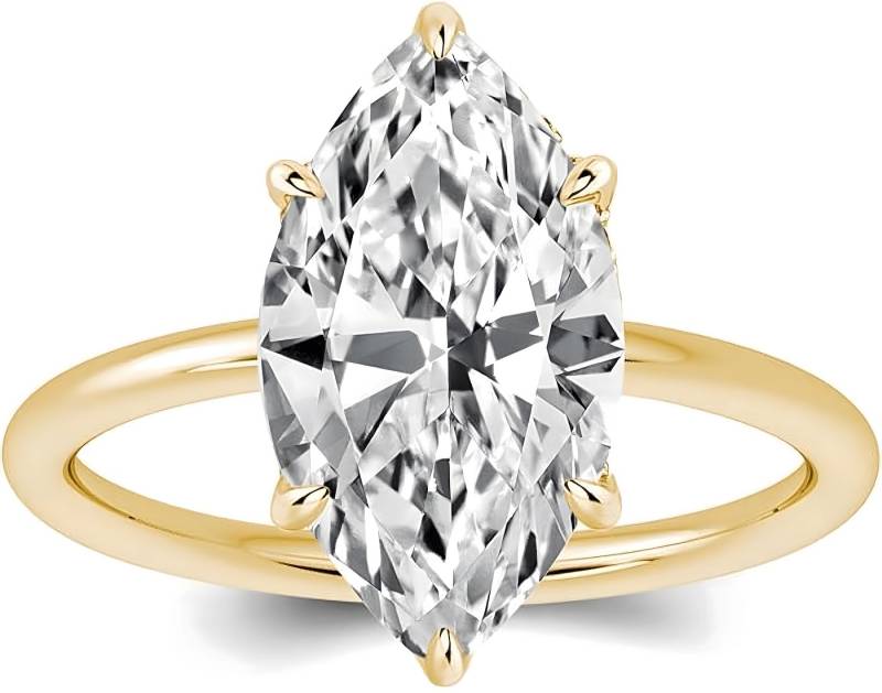 Jumpeak Diamantring 585 Gelbgold, 3ct Diamantring mit Pferdeaugenschliff für Damen, D VVS2. Mit IGI-Zertifikat, Geschenk zum Jahrestag. von Jumpeak