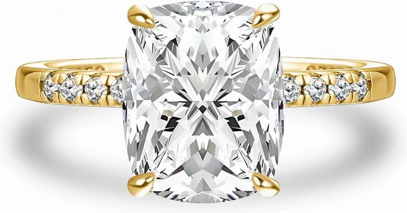 Jumpeak Diamantring 585 Gelbgold, 3ct Radiant-Schliff Lab-Diamant , Luxus Verlobungsring, D VVS2 2EX mit IGI-Zertifikat, perfektes Geschenk für die Liebsten von Jumpeak