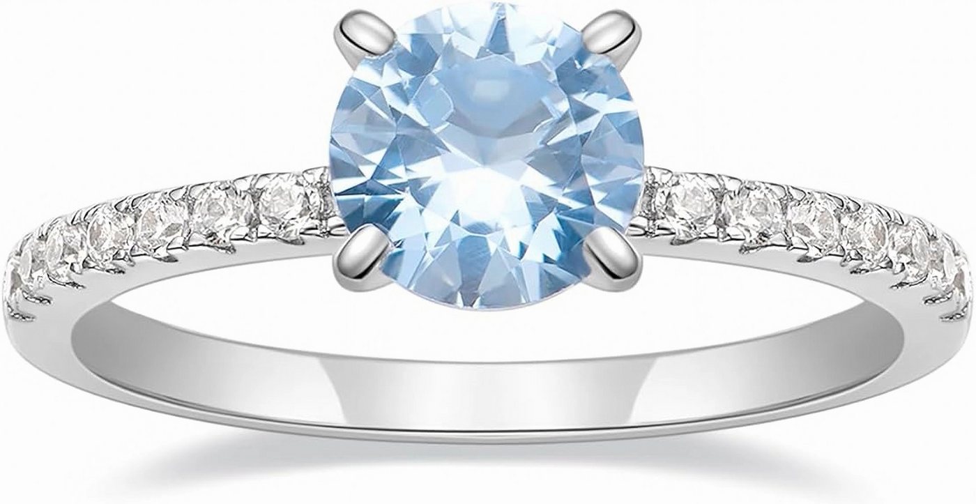 Jumpeak Diamantring 585 Gold, 1,25ct gezüchteter blauer Saphir, runder Brillantschliff, Ehering, Verlobungsring,Mutter tochter Geschenk, Geschenk für Damen von Jumpeak