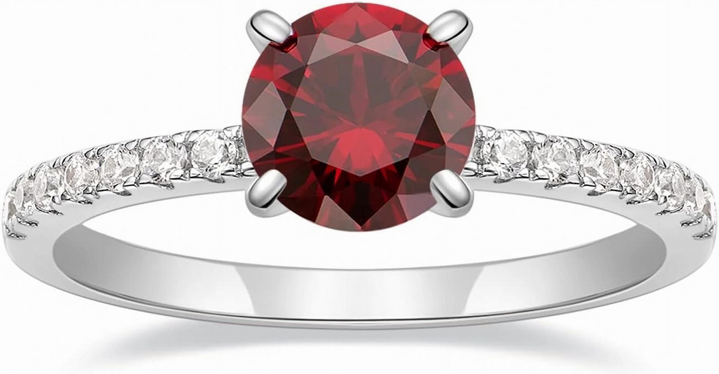 Jumpeak Diamantring 585 Gold, 1,25ct gezüchteter roter Edelstein, runder Brillantschliff, Ehering, Verlobungsring,Mutter tochter Geschenk, Geschenk für Damen von Jumpeak