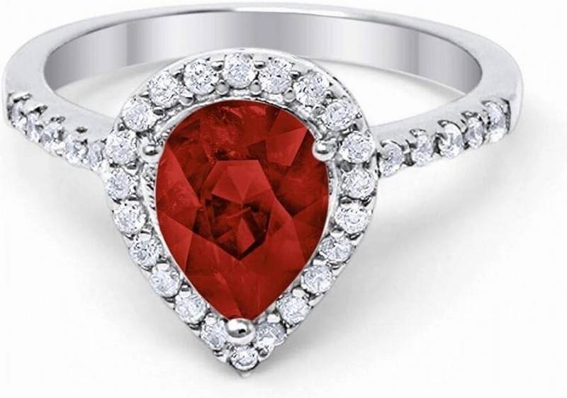 Jumpeak Diamantring 585 Gold, 1,25ct im Labor gezüchteter Rubin, birnenförmiger Schliff, Ehering, Verlobungsring,Mutter tochter Geschenk, Geschenk für Damen von Jumpeak