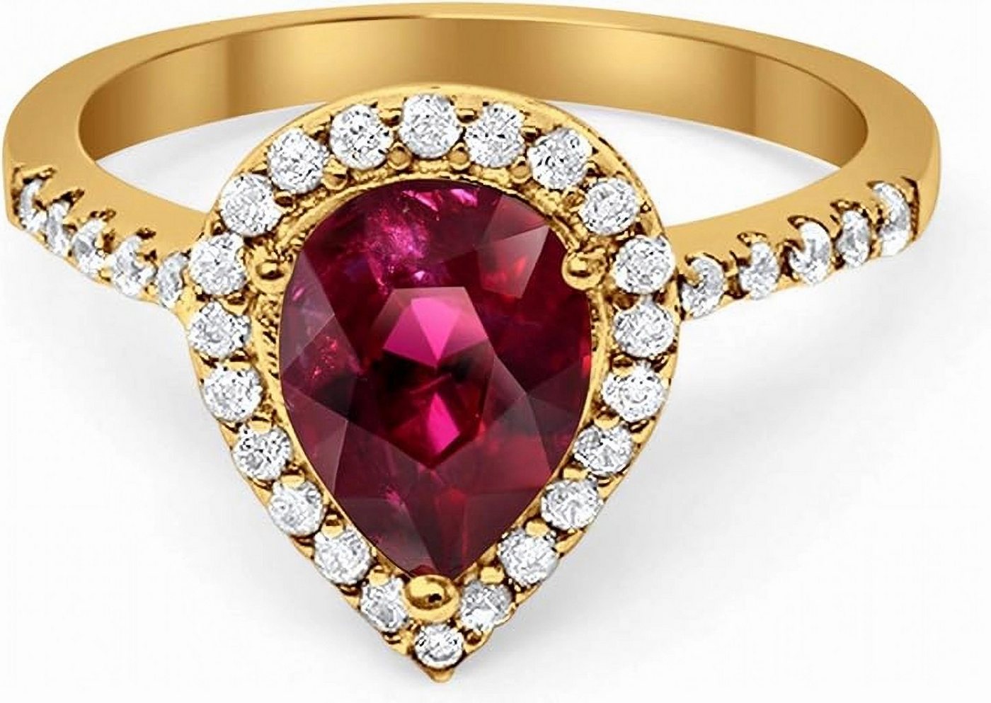 Jumpeak Diamantring 585 Gold, 1,25ct im Labor gezüchteter Rubin, birnenförmiger Schliff, Ehering, Verlobungsring,Mutter tochter Geschenk, Geschenk für Damen von Jumpeak