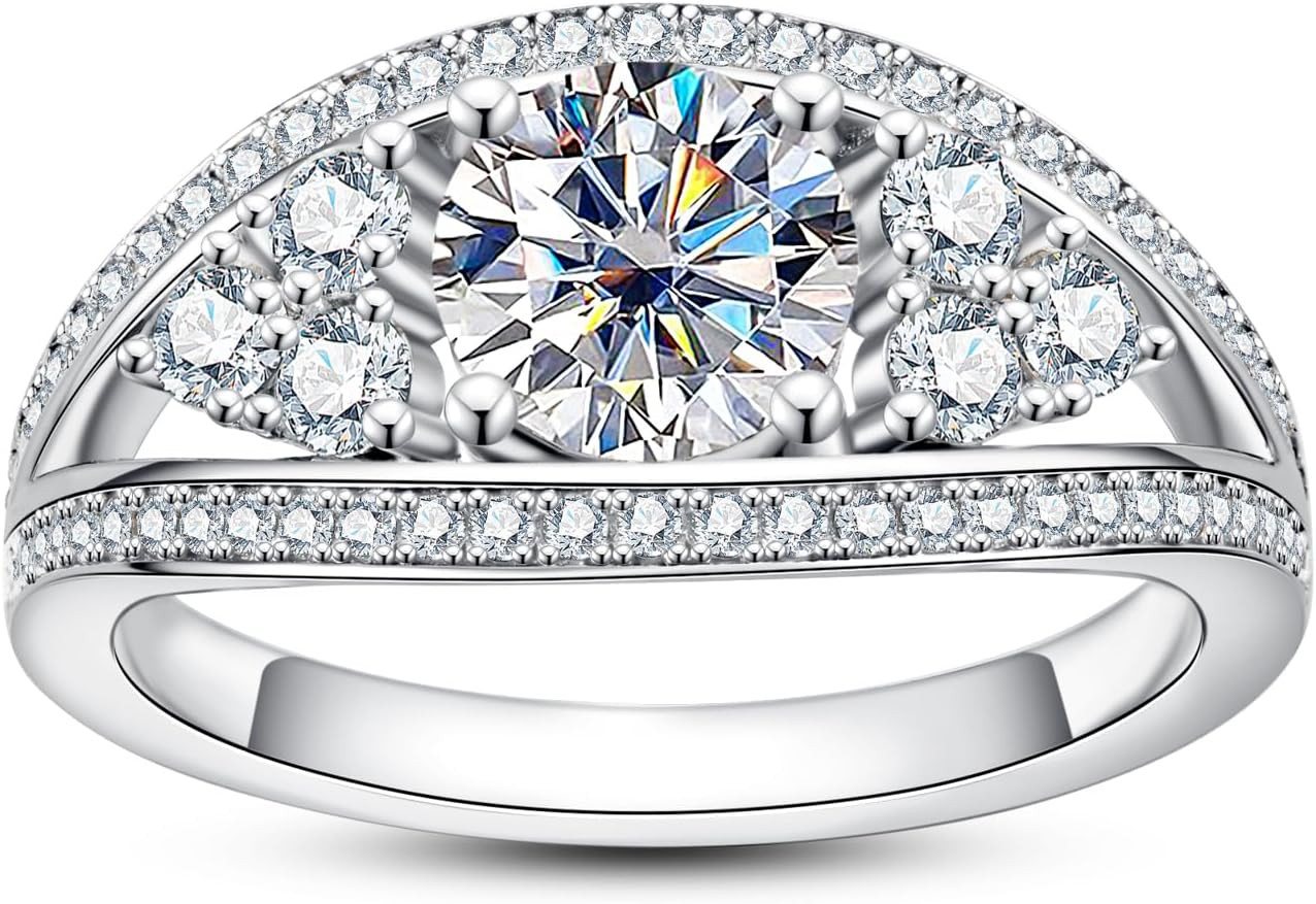 Jumpeak Diamantring 585 Gold, 1 ct, runder Brillantschliff, Damenring mit echtem Diamanten, E, vs1, 3EX, IGI-Zertifikat Damen-Diamantring, Hochzeitsgeschenk von Jumpeak