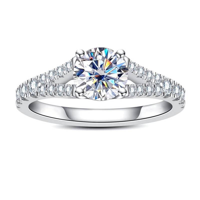 Jumpeak Diamantring 585 Gold, 1Karat, runde Pavé-Fassung, Damenring mit echten Diamanten, E, vs1, 3EX, IGI-Zertifikat Damen-Diamantring, Hochzeitsgeschenk von Jumpeak