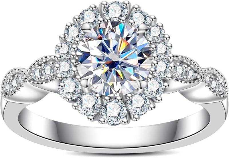 Jumpeak Diamantring 585 Gold, 1 Karat, runde Pavé-Fassung, Damenring mit echten Diamanten, E, vs1, 3EX, IGI-Zertifikat Damen-Diamantring, Hochzeitsgeschenk von Jumpeak