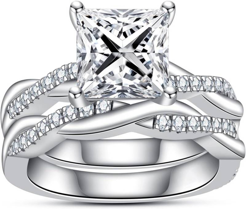 Jumpeak Diamantring 585 Gold, 2 Karat Prinzessschliff, Damenring mit echtem Diamant, E, vs1, 2EX, IGI-Zertifikat Damen-Diamantring, Hochzeitsgeschenk von Jumpeak