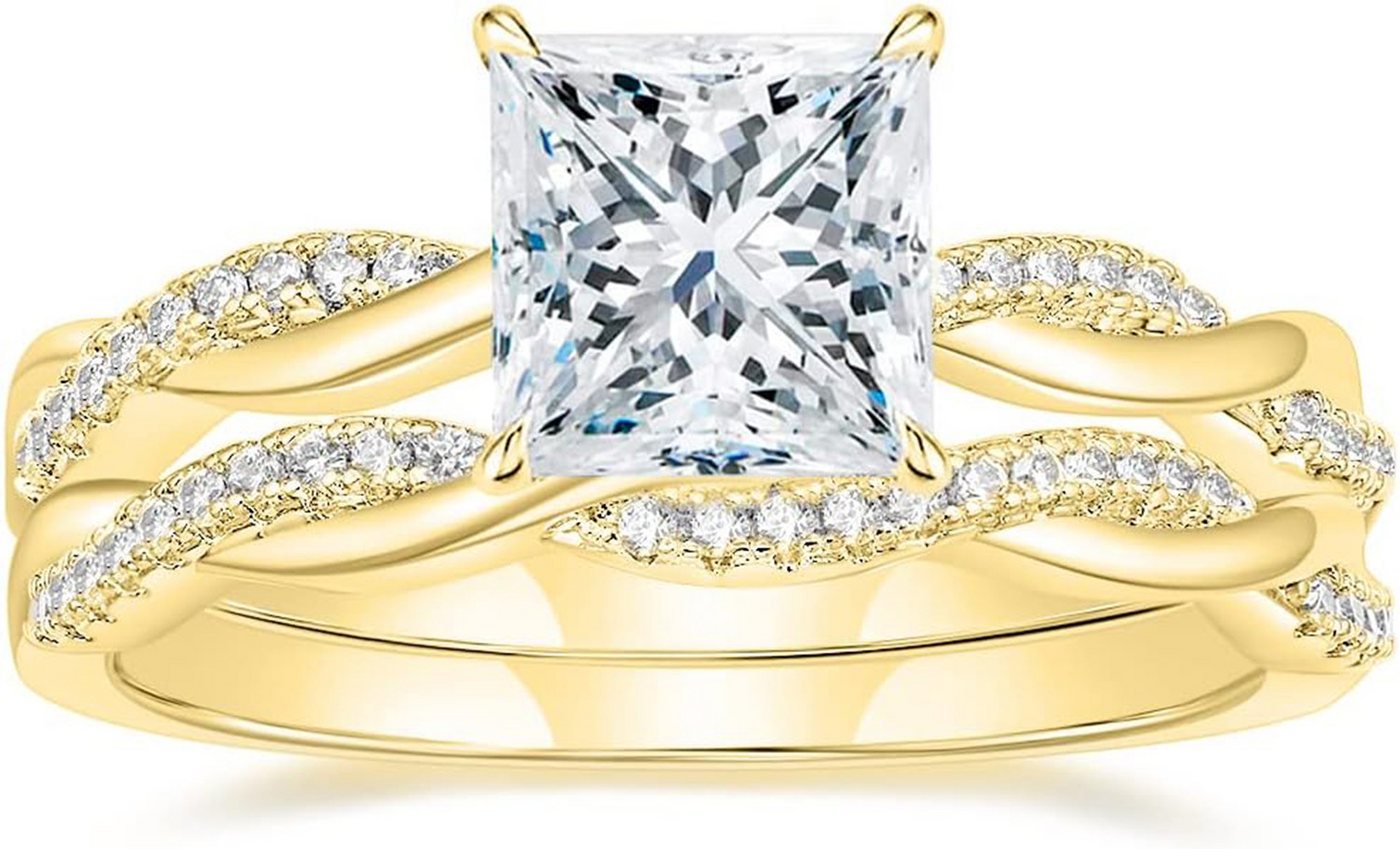 Jumpeak Diamantring 585 Gold, 2 Karat Prinzessschliff, Damenring mit echtem Diamant, E, vs1, 2EX, IGI-Zertifikat Damen-Diamantring, Hochzeitsgeschenk von Jumpeak