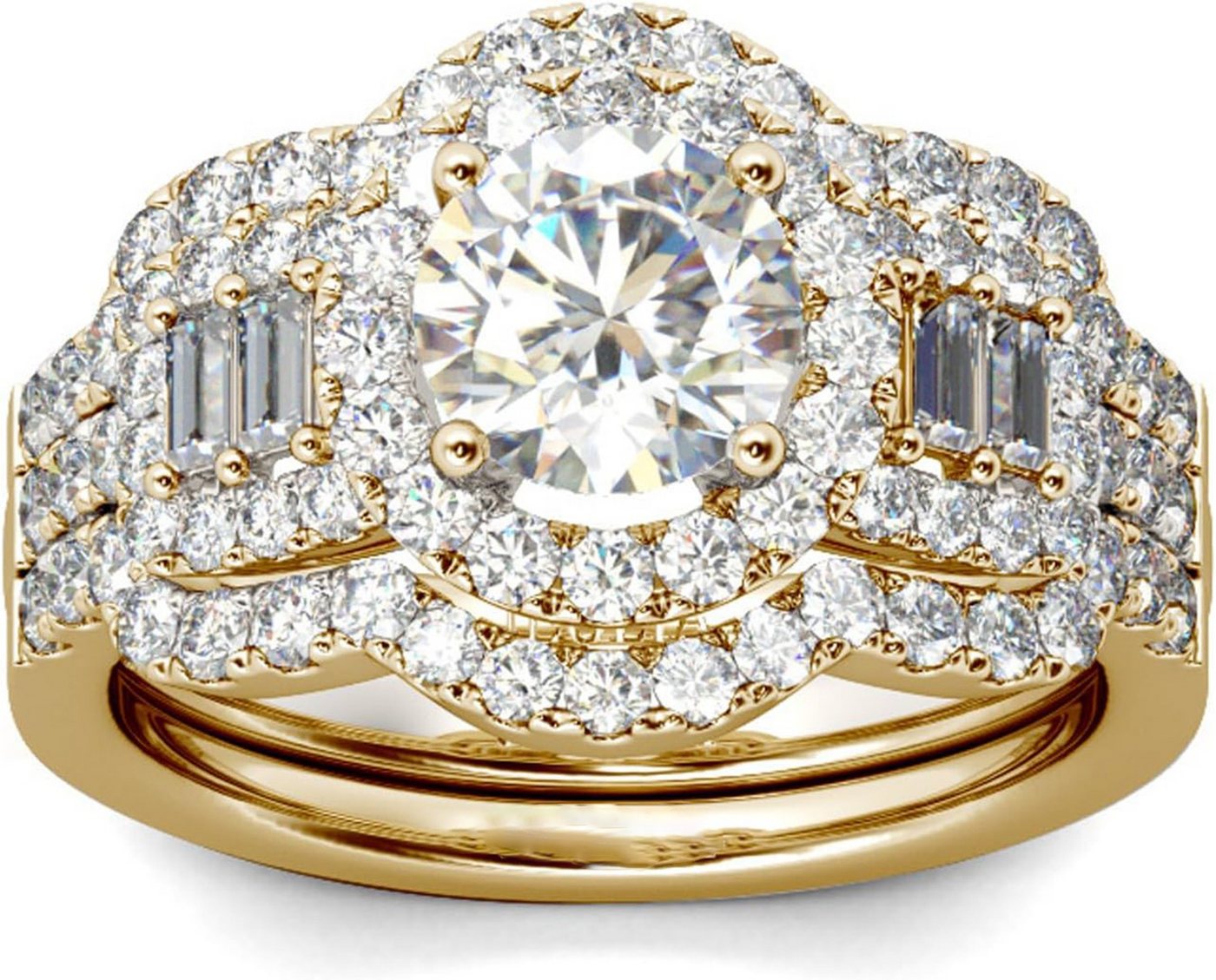 Jumpeak Diamantring 585 Gold, 2 Karat echter Diamant, luxuriöses Damenring-Set, E, vs1, 3EX, IGI-Zertifikat Damen-Diamantring, Hochzeitsgeschenk von Jumpeak