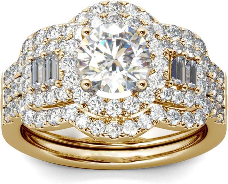 Jumpeak Diamantring 585 Gold, 2 Karat echter Diamant, luxuriöses Damenring-Set, E, vs1, 3EX, IGI-Zertifikat Damen-Diamantring, Hochzeitsgeschenk von Jumpeak