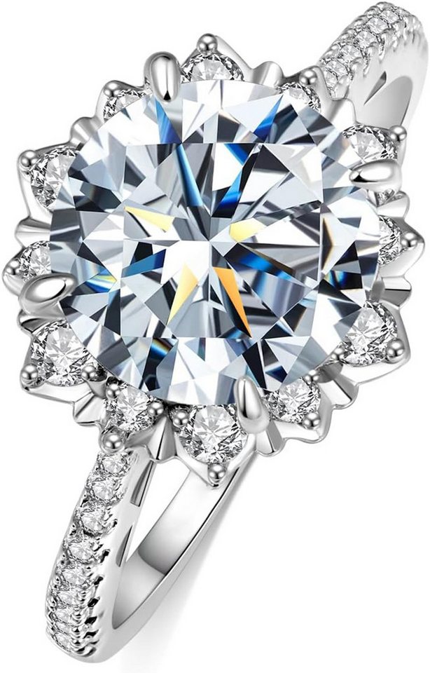 Jumpeak Diamantring 585 Gold 0,5-3 Karat runder Diamantring mit luxuriöser Pavé-Fassung, E, vs1, 3EX, IGI-Zertifikat Damen-Diamantring, Hochzeitsgeschenk von Jumpeak