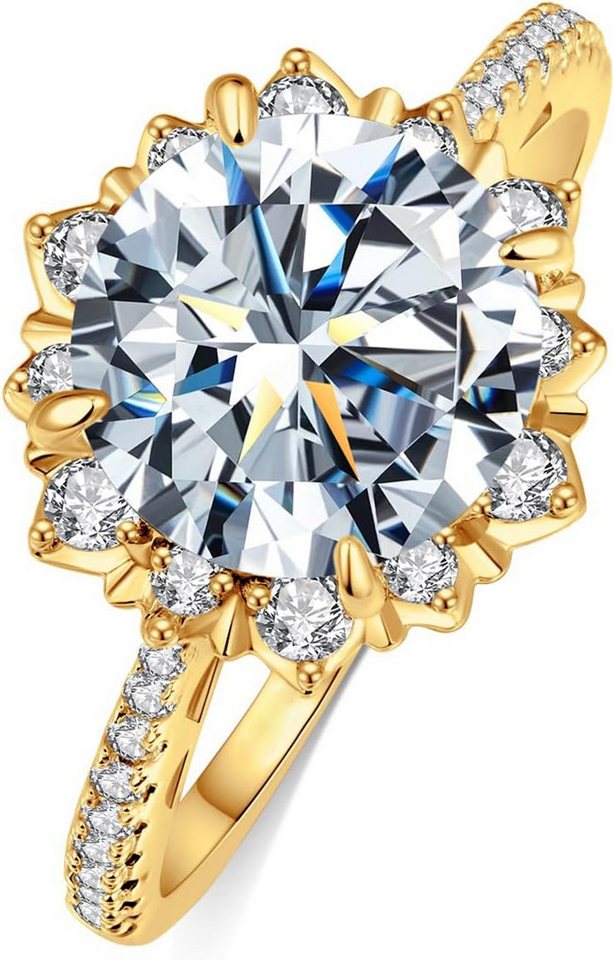 Jumpeak Diamantring 585 Gold 0,5-3 Karat runder Diamantring mit luxuriöser Pavé-Fassung, E, vs1, 3EX, IGI-Zertifikat Damen-Diamantring, Hochzeitsgeschenk von Jumpeak