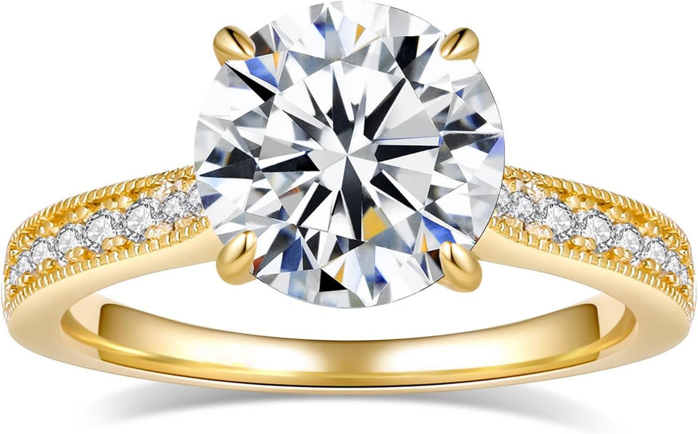 Jumpeak Diamantring 585Gold, 1–4 CT Diamant im Rundschliff, Damenring mit echtem Diamanten, E, vs1, 3EX, IGI-Zertifikat Damen-Diamantring, Hochzeitsgeschenk von Jumpeak