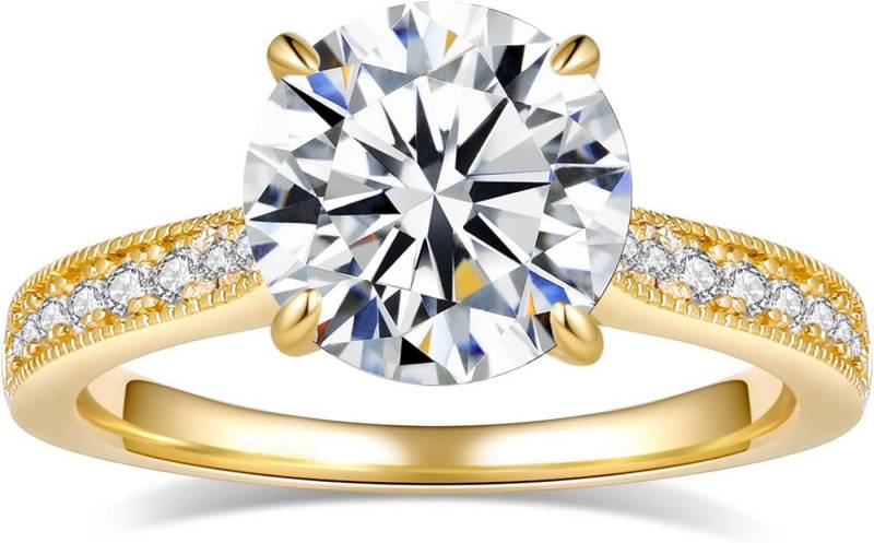 Jumpeak Diamantring 585Gold, 1–4 CT Diamant im Rundschliff, Damenring mit echtem Diamanten, E, vs1, 3EX, IGI-Zertifikat Damen-Diamantring, Hochzeitsgeschenk von Jumpeak