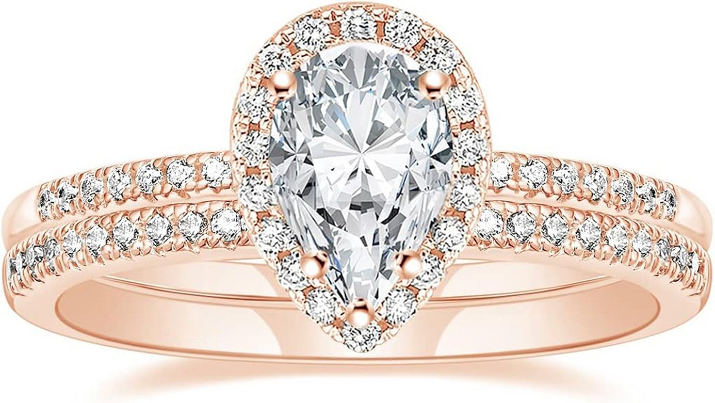 Jumpeak Diamantring 585Gold, 2CT Diamant in Birnenform, Damenring mit echtem Diamanten, E, VVS1, 3EX, IGI-Zertifikat Damen-Diamantring, Hochzeitsgeschenk von Jumpeak