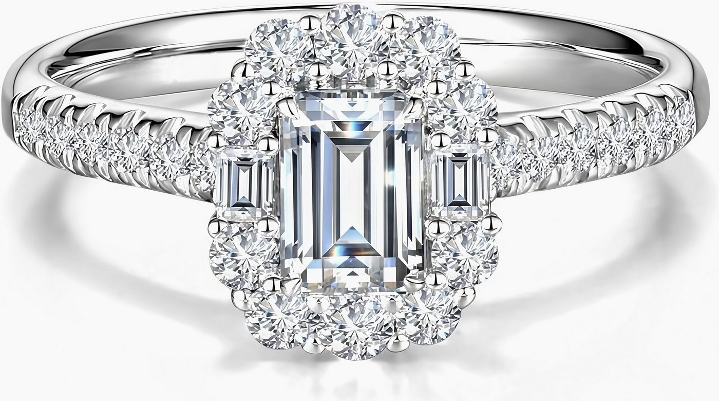 Jumpeak Diamantring 585er Gold, 1ct Diamant im Smaragdschliff, Damen-Ehering, Modischer Damenring mit IGI, ideal für Geburtstage oder Jubiläen von Jumpeak