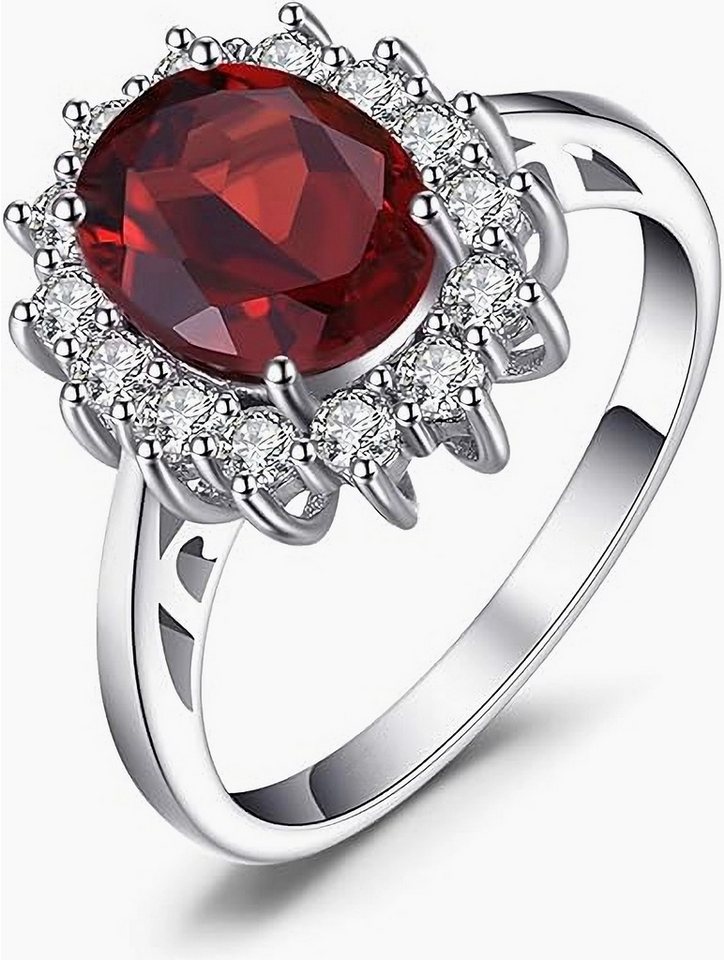Jumpeak Diamantring D/E VVS/VS, 14 Karat Weißgold, 3 Karat Rubin aus Laborzucht, Damenring, Ehering, Verlobungsring,Mutter tochter Geschenk, Geschenk für Damen von Jumpeak