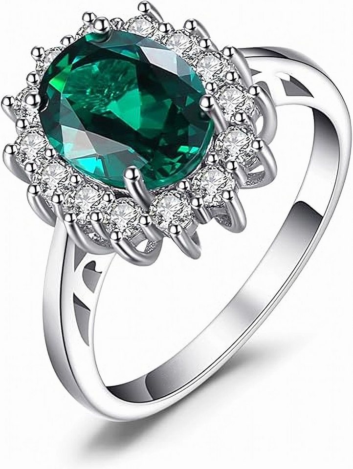 Jumpeak Diamantring  D/E VVS/VS, 14K Weißgold, 3ct-Smaragd aus Laboranbau Damenring, Ehering, Verlobungsring,Mutter tochter Geschenk, Geschenk für Damen von Jumpeak