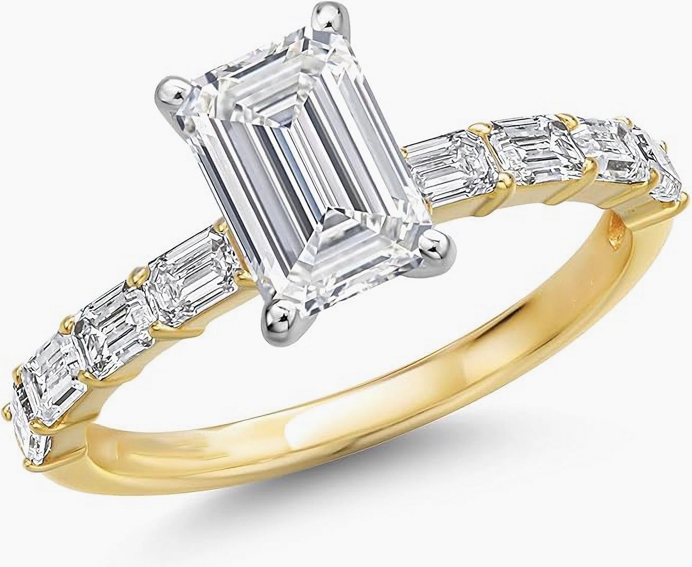 Jumpeak Diamantring D/E vvs vs 14 Karat Weißgold, 2 Karat Diamant im Smaragdschliff, IGI(elegante Geschenkbox) Ideal als Hochzeits- und Jubiläumsgeschenk von Jumpeak