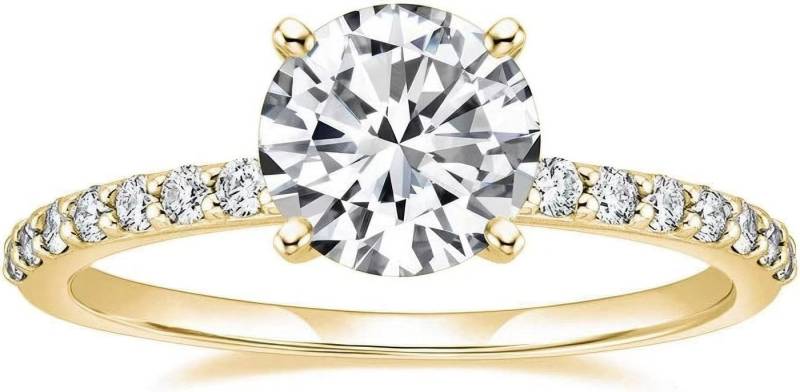 Jumpeak Diamantring Damen 585 reines Gold Ring, 1.2CT Verlobungsring,statement ring, valentinstag geschenk für sie, geschenk für frau,damen geschenk von Jumpeak