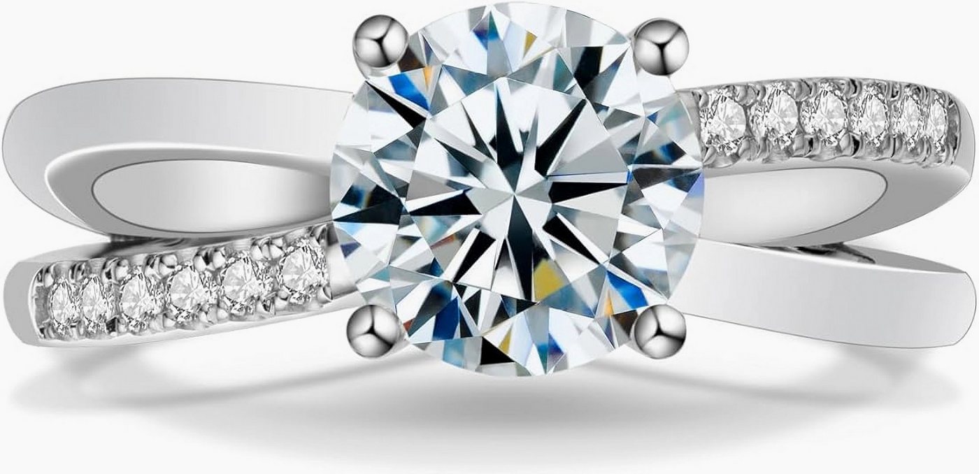 Jumpeak Diamantring Damen 585 Echtgold Ring,Damen Diamantring,2CT statement ring, 2CT,e,vvs2,3ex,mit igi internationalem Zertifikat,damen geschenk von Jumpeak