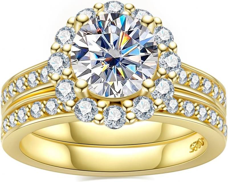 Jumpeak Diamantring Damen 585 reines Gold Ring, Hochzeitsring, 1.5CT goldener Ring, E, VS1, 2ex, mit igi internationalem Zertifikat, liebes geschenk für sie von Jumpeak
